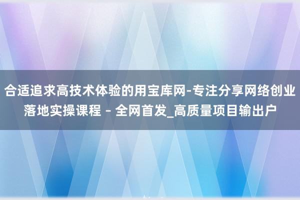 合适追求高技术体验的用宝库网-专注分享网络创业落地实操课程 – 全网首发_高质量项目输出户